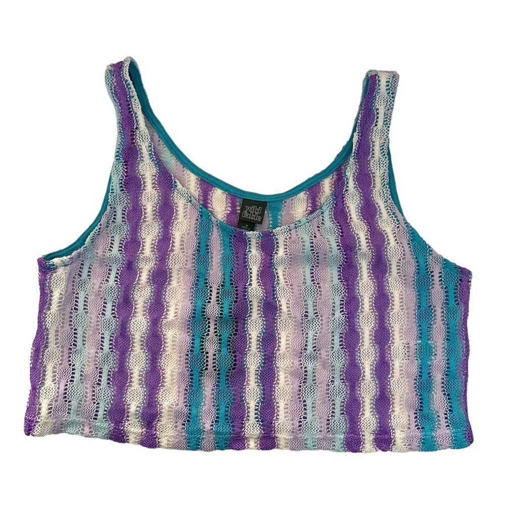 WILD FABLE Lilac Multi Colors Sleeveless Crop Top Large BNWT